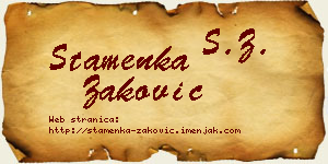 Stamenka Zaković vizit kartica